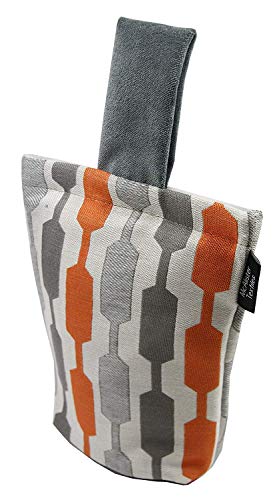 McAlister Textiles Copenhagen | Lotta Türstopper mit geometrischem Muster in Orange & Grau | Deko textiler Türsack, Keil Geschenktasche von McAlister Textiles