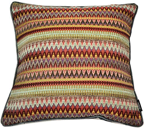 McAlister Textiles Curitiba | Bunt gemusterter Kissenbezug für Sofakissen | 43 x 43 cm in Rot & Violett | farbenfrohe Deko Kissenhülle für Sofa, Bett, Couch, Kissen von McAlister Textiles