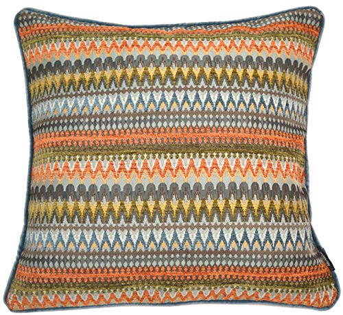 McAlister Textiles Curitiba | Bunt gemustertes Sofakissen mit Füllung | 43 x 43 cm in Orange & Blaugrün | farbenfrohes Deko Kissen für Sofa, Bett, Couch von McAlister Textiles