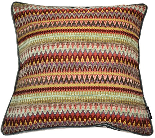 McAlister Textiles Curitiba | Bunt gemustertes Sofakissen mit Füllung | 60 x 60 cm in Rot & Violett | farbenfrohes Deko Kissen für Sofa, Bett, Couch von McAlister Textiles
