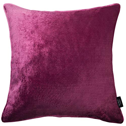 McAlister Textiles Glänzender Samt | Kissenbezug für Sofakissen in Fuchsia Pink | 43 x 43 cm | in 11 Farben und 5 Größen | gedrückter Samt edel paspeliert | Kissenhülle für Samtkissen von McAlister Textiles