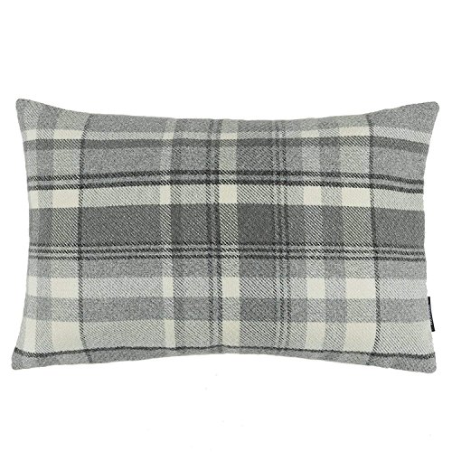 McAlister Textiles Heritage | Kissenbezug für Sofakissen in Anthrazit Grau | 50 x 30 cm | gewobenes Tartan-Muster kariert | Deko Kissenhülle Sofa, Bett, Couch pflegeleichtes Wolle-Gefühl von McAlister Textiles