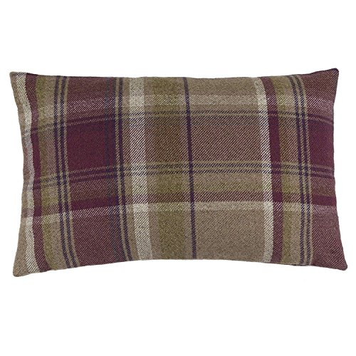 McAlister Textiles Heritage | Kissenbezug für Sofakissen in Maulbeere Violett | 60 x 40 cm | gewobenes Tartan-Muster kariert | Deko Kissenhülle Sofa, Bett, Couch pflegeleichtes Wolle-Gefühl von McAlister Textiles