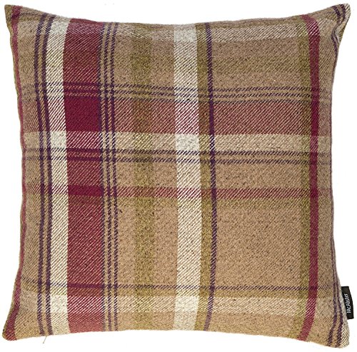 McAlister Textiles Heritage | Kissenbezug für Sofakissen in Maulbeere Violett | 50 x 50 cm | gewobenes Tartan-Muster kariert | Deko Kissenhülle Sofa, Bett, Couch pflegeleichtes Wolle-Gefühl von McAlister Textiles