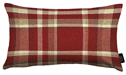 McAlister Textiles Heritage | Kissenbezug für Sofakissen in Rot | 50 x 30 cm | gewobenes Tartan-Muster kariert | Deko Kissenhülle Sofa, Bett, Couch pflegeleichtes Wolle-Gefühl von McAlister Textiles