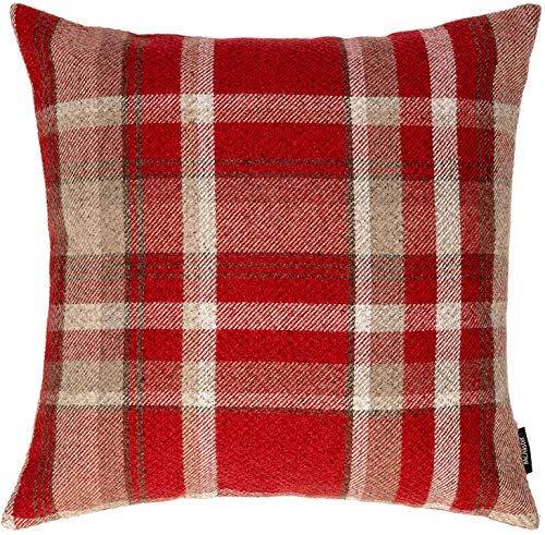 McAlister Textiles Heritage | Kissenbezug für Sofakissen in Rot | 50 x 50 cm | gewobenes Tartan-Muster kariert | Deko Kissenhülle Sofa, Bett, Couch pflegeleichtes Wolle-Gefühl von McAlister Textiles