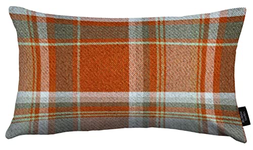 McAlister Textiles Heritage | Kissenbezug für Sofakissen in Terracotta Orange | 50 x 30 cm | gewobenes Tartan-Muster kariert | Deko Kissenhülle Sofa, Bett, Couch pflegeleichtes Wolle-Gefühl von McAlister Textiles