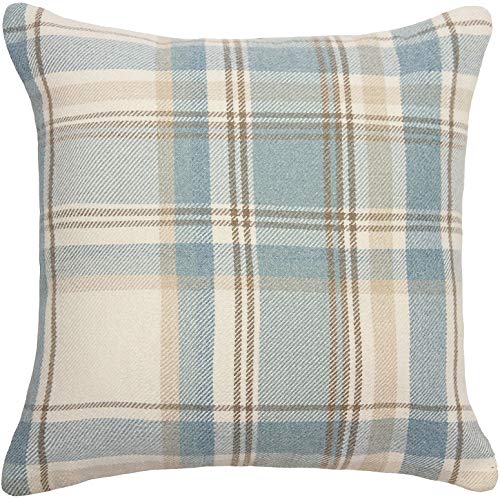 McAlister Textiles Heritage | Kissenbezug für Sofakissen in hellem Blau | 60 x 60 cm | gewobenes Tartan-Muster kariert | Deko Kissenhülle Sofa, Bett, Couch pflegeleichtes Wolle-Gefühl von McAlister Textiles