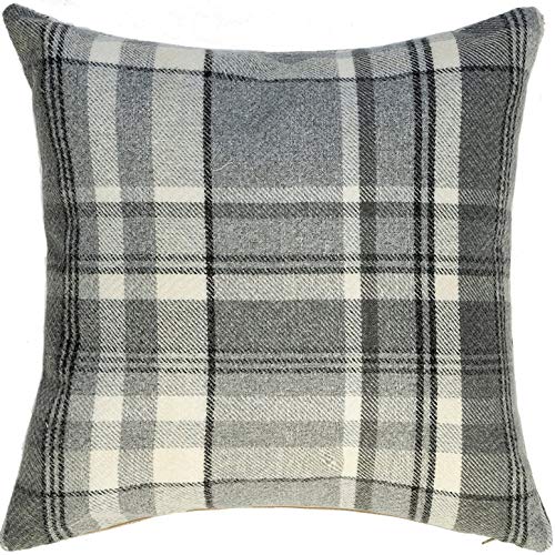 McAlister Textiles Heritage | Sofakissen mit Füllung in Anthrazit Grau | 43 x 43 cm | gewobenes Tartan-Muster kariert | Deko gefülltes Kissen Sofa, Bett, Couch pflegeleichtes Wolle-Gefühl von McAlister Textiles