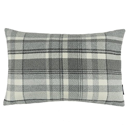 McAlister Textiles Heritage | Sofakissen mit Füllung in Anthrazit Grau | 60 x 40 cm | gewobenes Tartan-Muster kariert | Deko gefülltes Kissen Sofa, Bett, Couch pflegeleichtes Wolle-Gefühl von McAlister Textiles