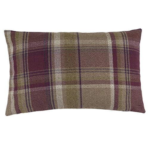 McAlister Textiles Heritage | Sofakissen mit Füllung in Maulbeere Violett | 50 x 30 cm | gewobenes Tartan-Muster kariert | Deko gefülltes Kissen Sofa, Bett, Couch pflegeleichtes Wolle-Gefühl von McAlister Textiles