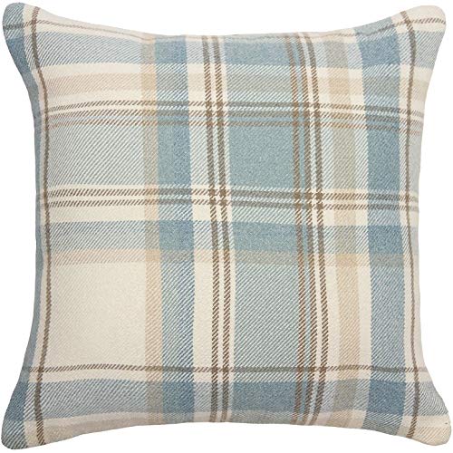 McAlister Textiles Heritage | Sofakissen mit Füllung in hellem Blau | 60 x 60 cm | gewobenes Tartan-Muster kariert | Deko gefülltes Kissen Sofa, Bett, Couch pflegeleichtes Wolle-Gefühl von McAlister Textiles