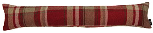 McAlister Textiles Heritage | Zugluftstopper mit Füllung im Tartan-Muster kariert 18cm x 100cm in Rot | Deko Windstopper Kissen für Fenster, Türen im Schottenkaro, Tweed von McAlister Textiles