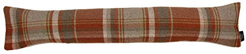 McAlister Textiles Heritage | Zugluftstopper mit Füllung im Tartan-Muster kariert 18cm x 100cm in Terracotta Orange | Deko Windstopper Kissen für Fenster, Türen im Schottenkaro, Tweed von McAlister Textiles