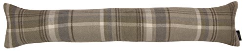 McAlister Textiles Heritage | Zugluftstopper mit Füllung im Tartan-Muster kariert 18cm x 120cm in Beige Natur | Deko Windstopper Kissen für Fenster, Türen im Schottenkaro, Tweed von McAlister Textiles