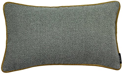 McAlister Textiles Herringbone Boutique Tweed Kissenbezug in Anthrazit Grau & Ockergelb 60 x 40 cm Deko Kissenhülle & Wolle-Gefühl für Sofa, Couch von McAlister Textiles