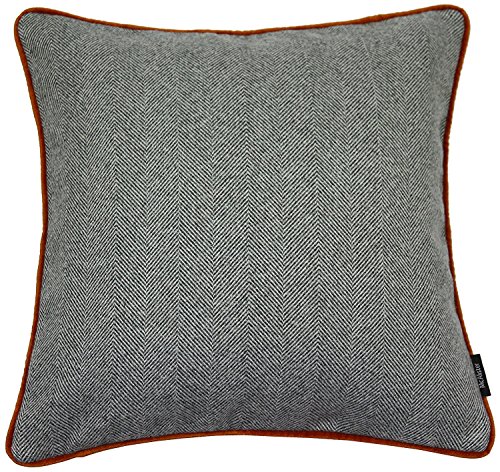 McAlister Textiles Herringbone Boutique Tweed Kissenbezug in Anthrazit Grau & Orange 43 x 43cm Deko Kissenhülle & Wolle-Gefühl für Sofa, Couch von McAlister Textiles