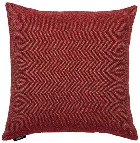 McAlister Textiles Herringbone Tweed | Sofakissen mit Füllung in Rot | 50 x 50 cm | traditionelles gewobenes Fischgräten-Muster | gefülltes Deko Kissen für Sofa, Bett, Couch von McAlister Textiles