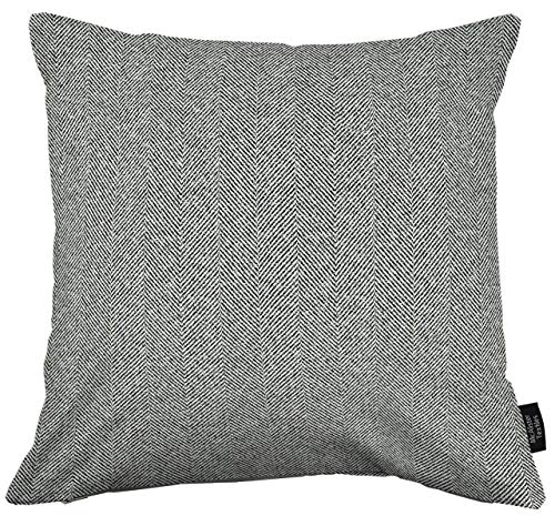 McAlister Textiles Herringbone Tweed | Kissenbezug für Sofakissen in Anthrazit Grau | 50 x 50 cm | traditionelles gewobenes Fischgräten-Muster | Deko Kissenhülle für Sofa, Bett, Couch von McAlister Textiles