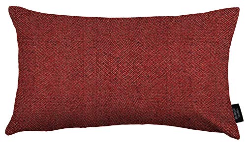 McAlister Textiles Herringbone Tweed | Sofakissen mit Füllung in Rot | 40 x 60 cm | traditionelles gewobenes Fischgräten-Muster | gefülltes Deko Kissen für Sofa, Bett, Couch von McAlister Textiles