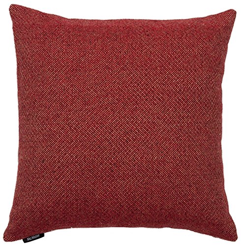 McAlister Textiles Herringbone Tweed | Sofakissen mit Füllung in Rot | 60 x 60 cm | traditionelles gewobenes Fischgräten-Muster | gefülltes Deko Kissen für Sofa, Bett, Couch von McAlister Textiles