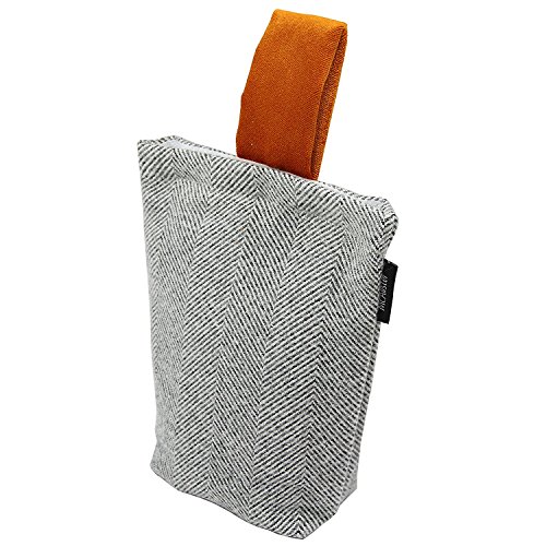 McAlister Textiles Herringbone Tweed | dekorativer Designer Türstopper in Anthrazit & Orange | ungefüllter Türsack traditionelles gewobenes Fischgräten-Muster von McAlister Textiles