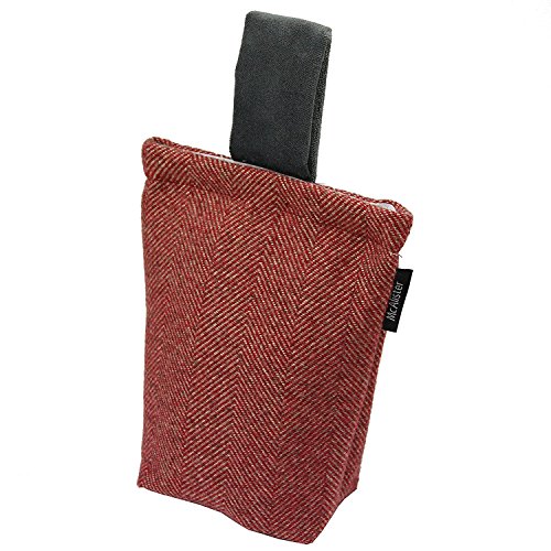 McAlister Textiles Herringbone Tweed | dekorativer Designer Türstopper in Rot & Anthrazit | ungefüllter Türsack traditionelles gewobenes Fischgräten-Muster von McAlister Textiles
