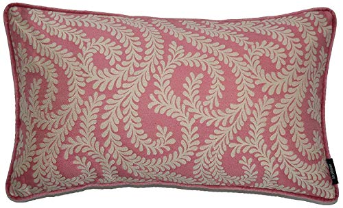 McAlister Textiles Little Leaf | Kissenbezug für Sofa, Couch in Altrosa | 50 x 30cm | gewobenes Blätter Motiv | Viskosemischung edel paspeliert | Deko Kissenhülle von McAlister Textiles