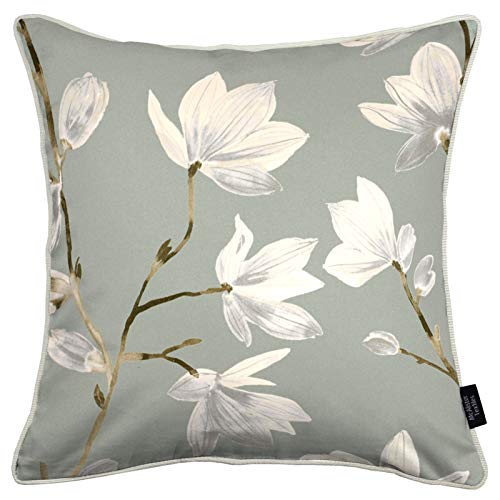 McAlister Textiles Magnolia | Kissenbezug aus Baumwolle für Sofakissen in Enteneiblau | 43 x 43cm | paspelierte deko Kissenhülle für Sofa, Couch, Bett von McAlister Textiles