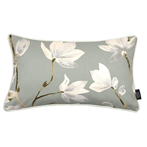 McAlister Textiles Magnolia | Kissenbezug aus Baumwolle für Sofakissen in Enteneiblau | 50 x 30cm | paspelierte deko Kissenhülle für Sofa, Couch, Bett von McAlister Textiles