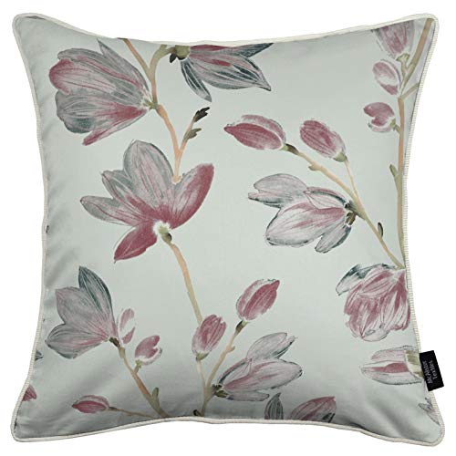 McAlister Textiles Magnolia | gefülltes Sofakissen in zartem Rosa | 49 x 49cm | paspeliertes deko Kissen aus Baumwolle für Sofa, Couch, Bett von McAlister Textiles