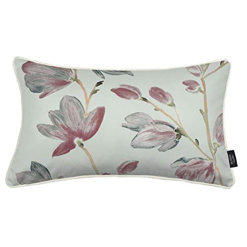 McAlister Textiles Magnolia | gefülltes Sofakissen in zartem Rosa | 50 x 30cm | paspeliertes deko Kissen aus Baumwolle für Sofa, Couch, Bett von McAlister Textiles