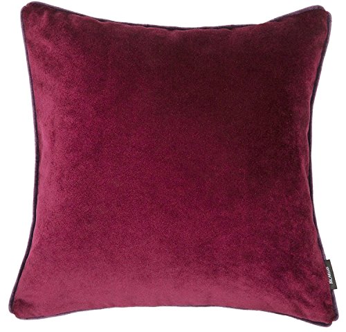 McAlister Textiles Matter Samt | Kissenbezug für Sofakissen in Weinrot | 43 x 43cm | erhältlich in 25 Farben | griffester Samt edel paspeliert | Kissenhülle für Samtkissen von McAlister Textiles