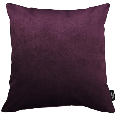 McAlister Textiles Matter Samt Knife Edge | Kissenbezug für Sofakissen in Aubergine Violett | 50 x 50cm | erhältlich in 25 Farben | griffester Samt | Kissenhülle für Samtkissen von McAlister Textiles