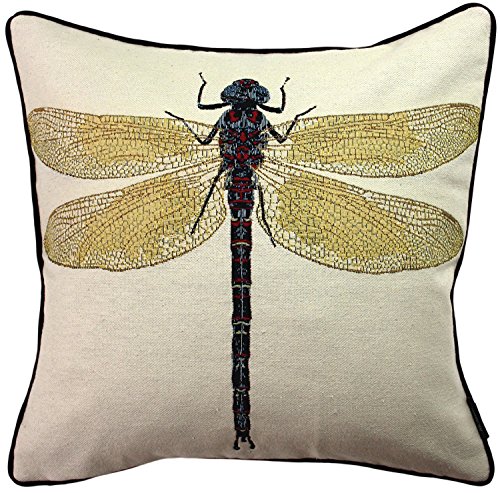 McAlister Textiles Bugs Life | Sofakissen mit Füllung mit gesticktem Libellen-Motiv | 43 x 43cm | gewebtes Tiermotiv | gefülltes Deko Kissen für Zierkissen, Sofa, Bett, Couch Motivkissen von McAlister Textiles