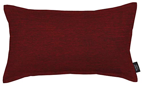 McAlister Textiles Plain Chenille | Sofakissen mit Füllung in Rot | 50cm x 30cm | Samt flauschig in 10 Farben erhältlich | einfarbiges Deko Kissen für Sofa von McAlister Textiles
