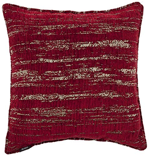 McAlister Textiles Strukturierter Chenille | Sofakissen mit Füllung | 43 x 43 cm in Rot | Deko Kissen für Sofa, Couch, Sessel mit metallischem Glanz von McAlister Textiles