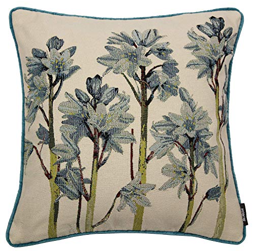 McAlister Textiles Tapestry | Bestickter Kissenbezug Blaue Glockenblumen | 40 x 40cm | gewobenes Blumen-Motiv | Deko Kissenhülle für Sofa, Couch, Garten von McAlister Textiles