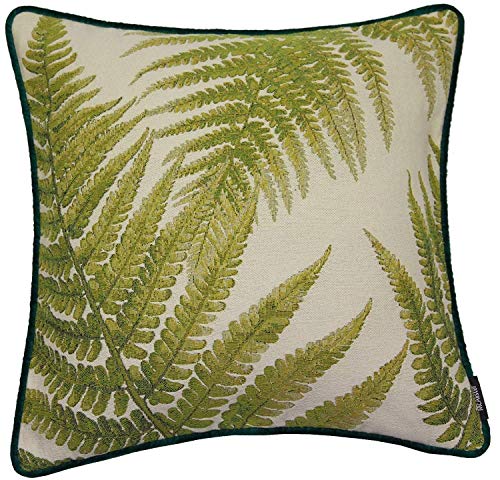 McAlister Textiles Tapestry | Besticktes Zierkissen mit Füllung grüner Waldfarn | 40 x 40cm | gewobenes Blätter-Motiv | gefülltes Deko Kissen für Sofa, Couch, Garten von McAlister Textiles