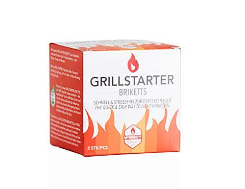 McBrikett GRILLSTARTER BRIKETTS 3er Pack, selbstzündender Grillanzünder aus Kokoskohle, Schwarz von McBrikett