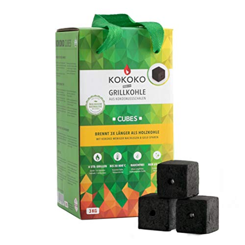 McBrikett KOKOKO CUBES Premium Grillkohle, 3 kg Bio Kokos Grillbriketts von McBrikett