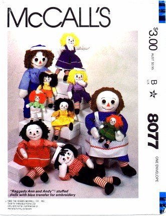McCall's 8077 Sewing Pattern Raggedy Ann & Andy Dolls & Clothes by McCall's 8077 Sewing Pattern Raggedy Ann & Andy Dolls & Clothes by von McCall's