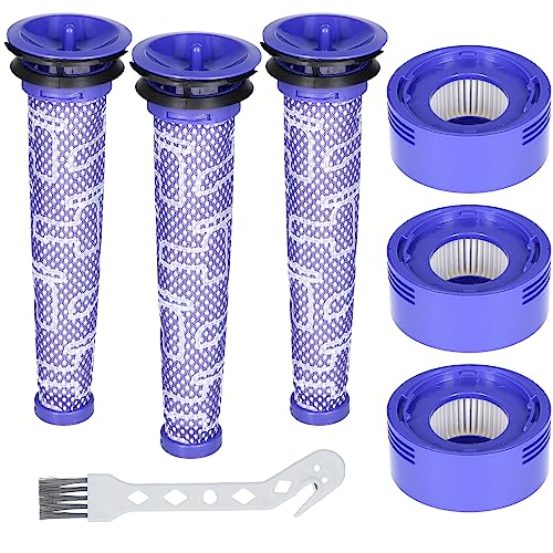 McFilter | 3x HEPA Filter geeignet für Dyson V8 V7 Nachmotorfilter & Vorfilter Animal Absolute Fluffy Akku Staubsauger Motorhead Ersatzteile Filter Zubehör Set, Alternative für 965661-01/967478-01 von McFilter