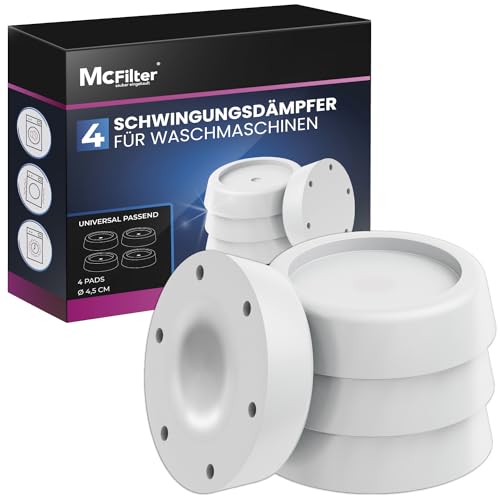 McFilter I 4 Schwingungsdämpfer für Waschmaschinen und Trockner I Universal Vibrationsdämpfer kompatibel mit Bosch, Siemens, AEG I Rutschfeste Gummipads, Gummifüße, Waschmaschinenunterlage - weiß von McFilter