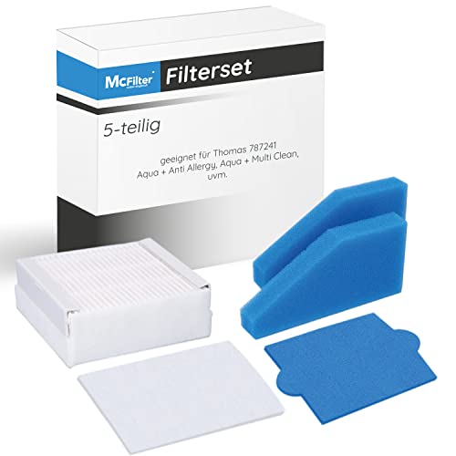 McFilter | 5-teiliges Filter-Set geeignet für Pet&Family, Allergy&Family, Multi Clean X8 Parquet, Multi Clean X10 Parq, X7, Thomas Aqua+ Staubsauger alternativ Thomas Filterset 99 (Teile-Nr. 787241) von McFilter