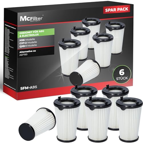 McFilter I 6x Filter kompatibel mit AEG CX7 und QX8, MX7-7000 Staubsauger, Ersatz für HEPA-Filter AEF150 Akkusauger Ergorapido CX7 Animal X Flexibility Animal X Power CX7-2-45an CX7-2-i360 CX7-2-s360 von McFilter