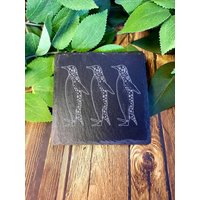 3 Verzierte Pinguine - Schieferuntersetzer Mit Gravur Gemustertes Geschenk von McHenrysPlace
