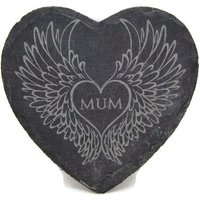 Engelsflügel Herz - Gravierter Herzform Schieferuntersetzer Geliebtes Gedenkobjekt/Personalisiertes Geschenk Engelsflügel Herz - Gravierter Herzform Schieferuntersetzer Geliebtes Gedenkobjekt/Personalisiertes Geschenk von McHenrysPlace