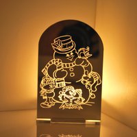 Schneemann & Tierfreunde - Weihnachtsmotiv Spiegel Plexiglas Teelichthalter Kerzenhalter Weihnachtsdeko von McHenrysPlace