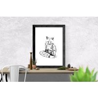 Fox-Kunstdruck, Fox Drawing, Tierwandkunst, Kindergartenkunst von McLaughlinArtShop